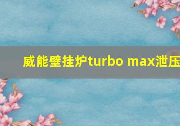 威能壁挂炉turbo max泄压